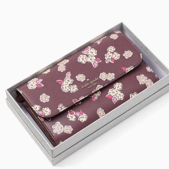 Kate Spade Women Large Continental Wallet Deep Berry Multi, NWT - Picture 3 of 7